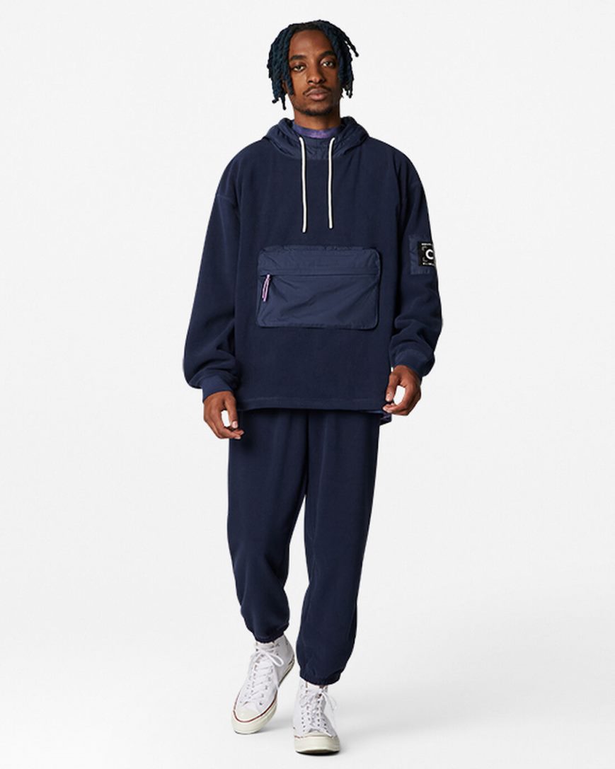 Pánské Mikiny S Kapucí Converse Counter Climate Pullover Obsidian | CZ ZJRW79